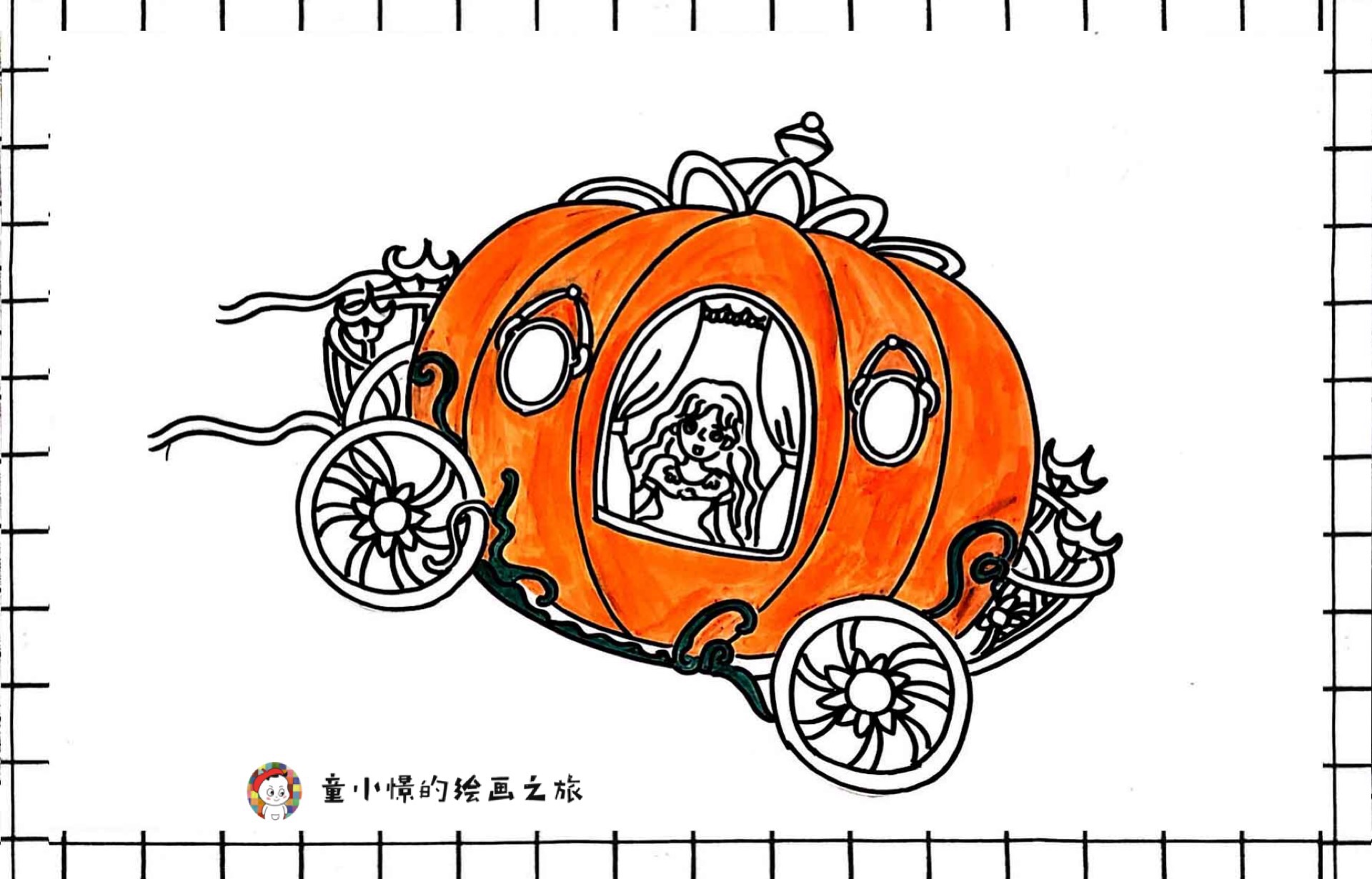 画南瓜马车简笔画,南瓜马车绘画