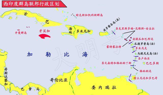 美国的夏威夷群岛,西印度群岛位置图