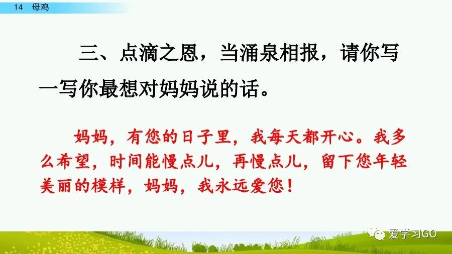 四年级下册语文母鸡课文重点讲解,四年级下册语文14课母鸡重点知识