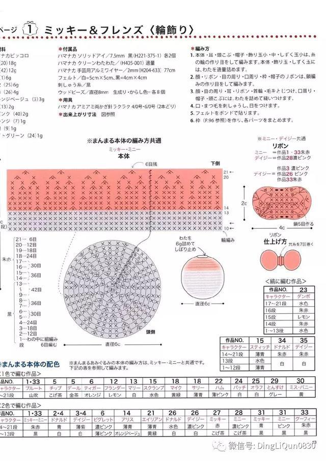 钩针风铃吊坠编法教程,迪士尼风铃吊坠