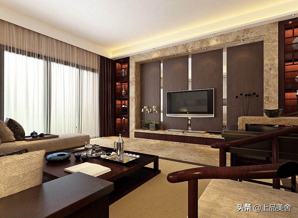 深圳夫妻装修350平复式楼，成熟稳重的中式风，客厅效果太惊艳