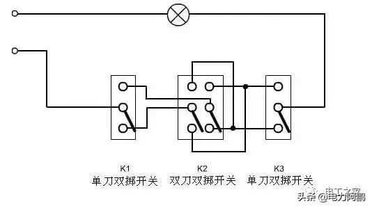 双控开关加单控开关线路图,双控三控开关实物布局图