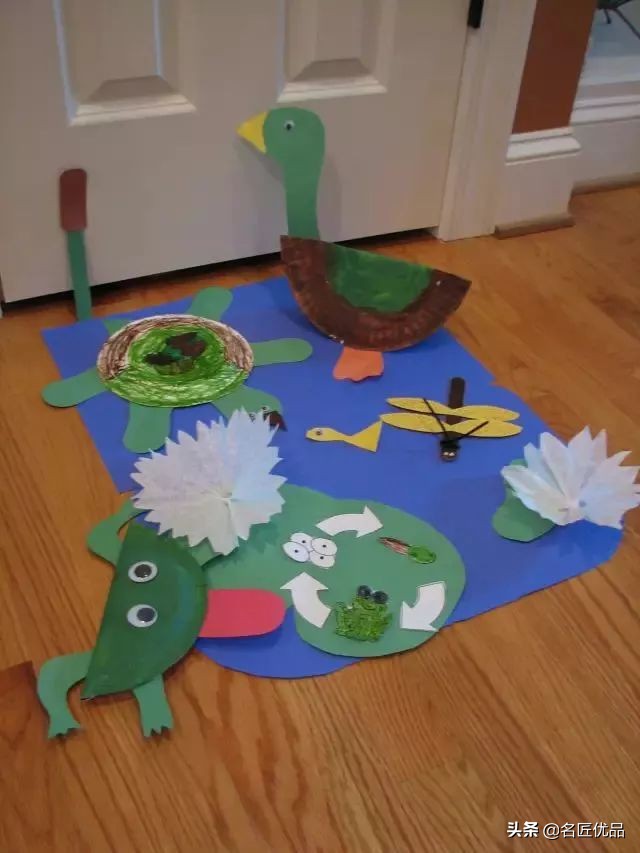 长方形创意纸盘美工作品,纸盘子手工秋天