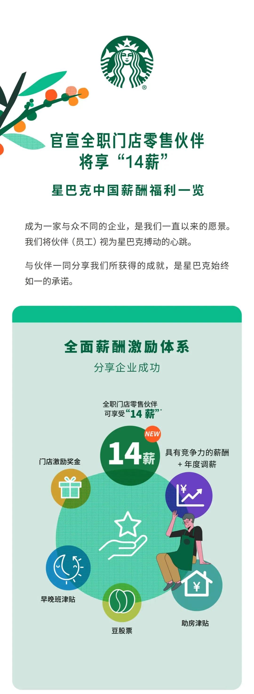 星巴克14薪需要工作满一年吗,星巴克补薪