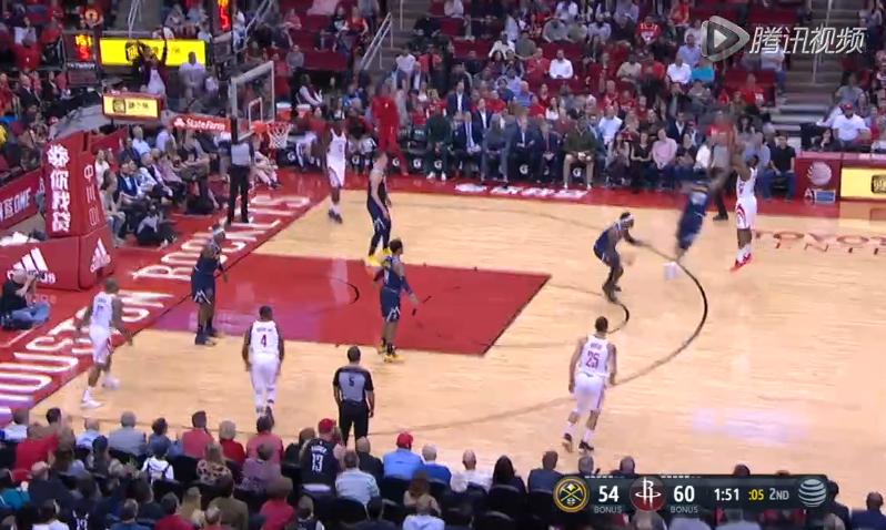 哈登晃倒掘金穆雷3+1视频,哈登晃倒穆雷3加1