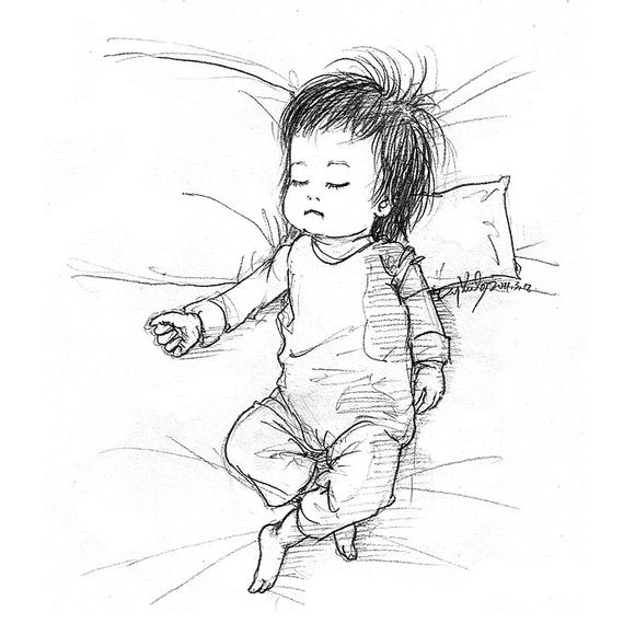 「曾经的热图，你可还记得」木朵儿爸爸给女儿画过的萌萌睡姿百图