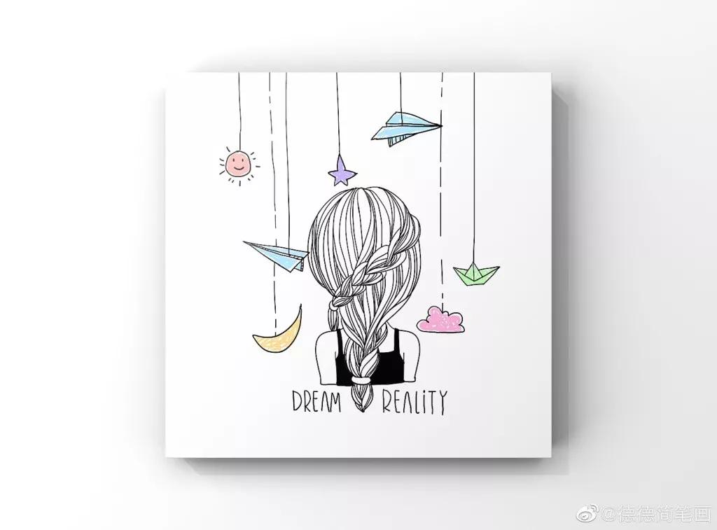 简单清新花卉的简笔画图片大全,唐老鸭简笔画可爱清新小女孩