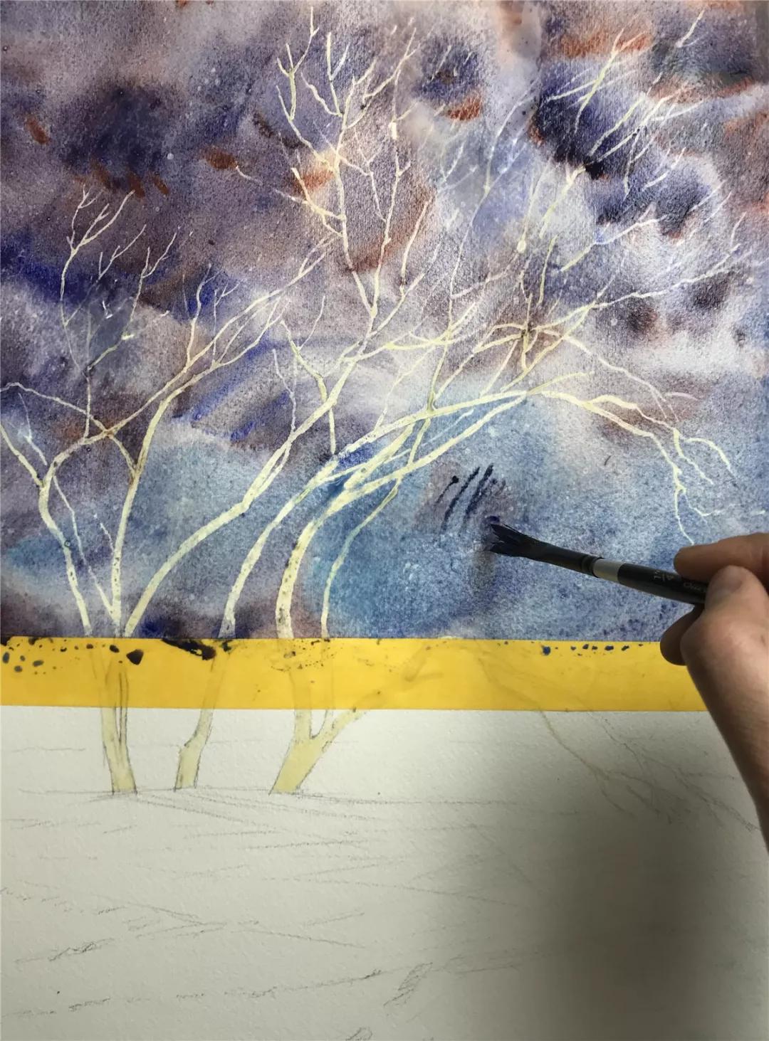 100幅风景写生水粉画教程,如何画雪景图水彩画教程