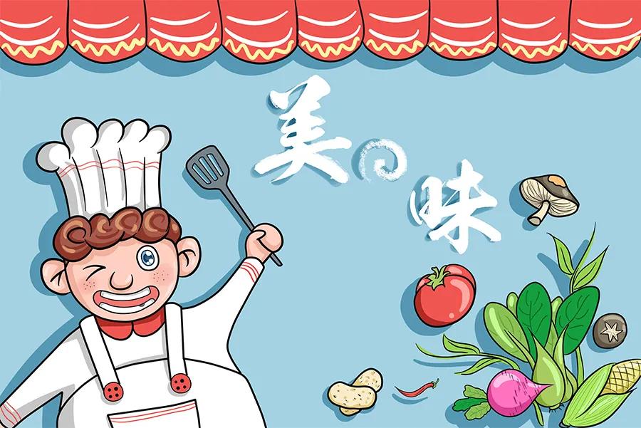 儿童画烹饪思维导图,动物厨师画法简笔画儿童画