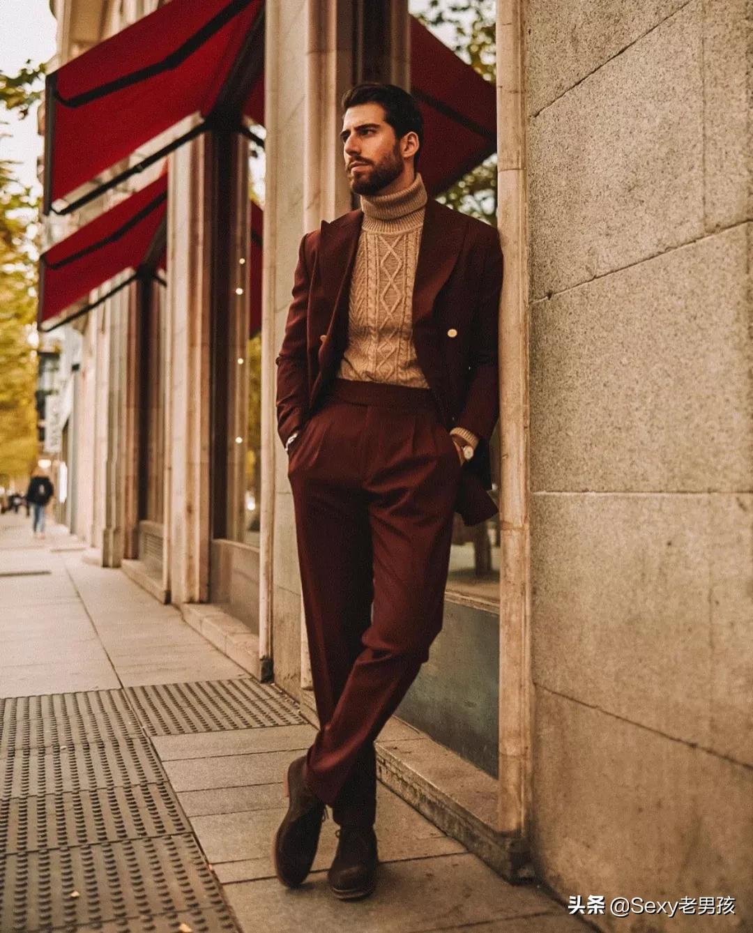 男士西装穿搭｜一件毛衫带来的温暖