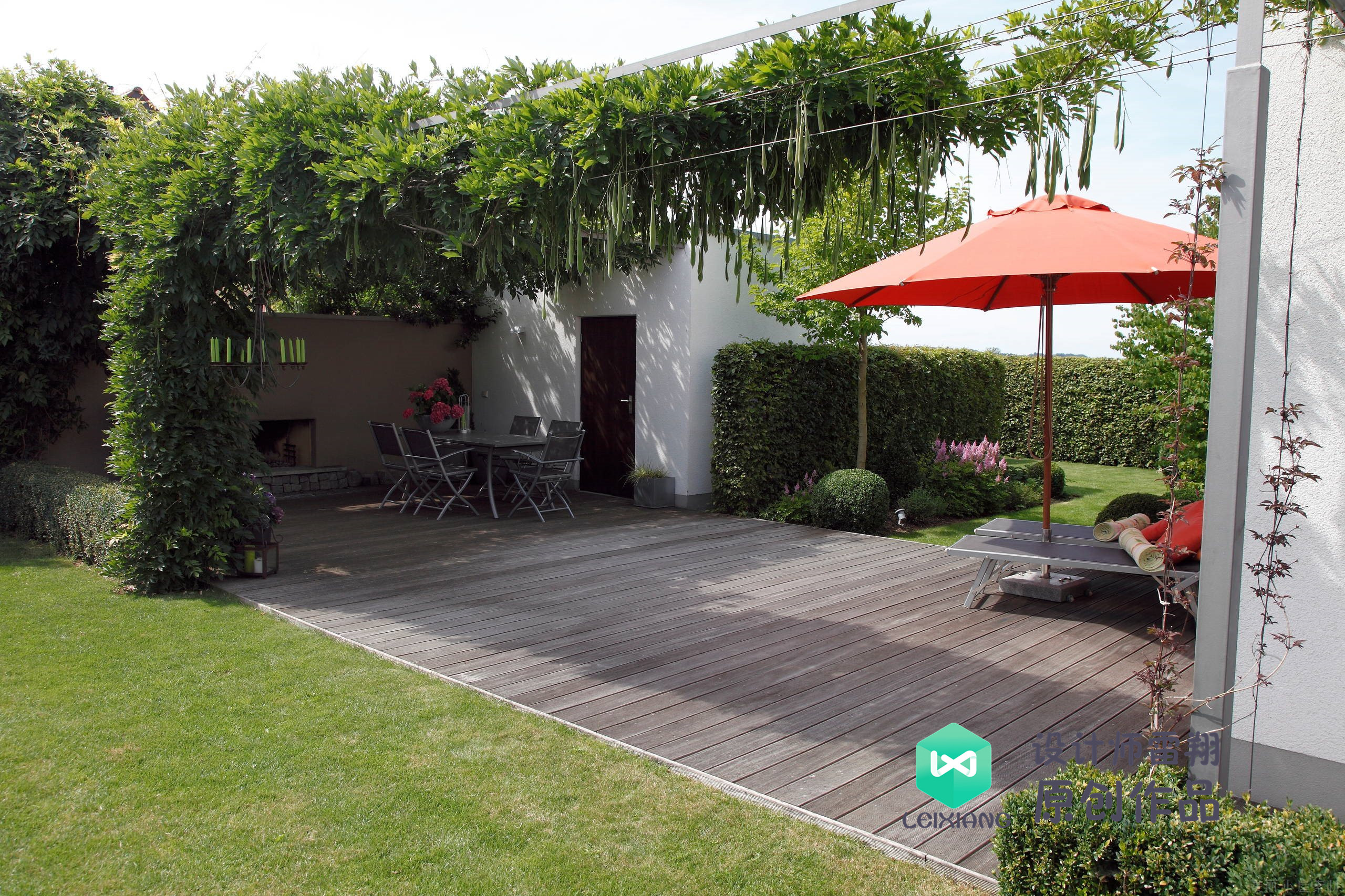 庭院防腐木颜色搭配效果图,庭院怎么铺装防腐木