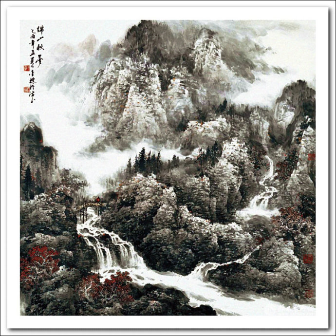 溪山国画山水画,郭金标山水画大全