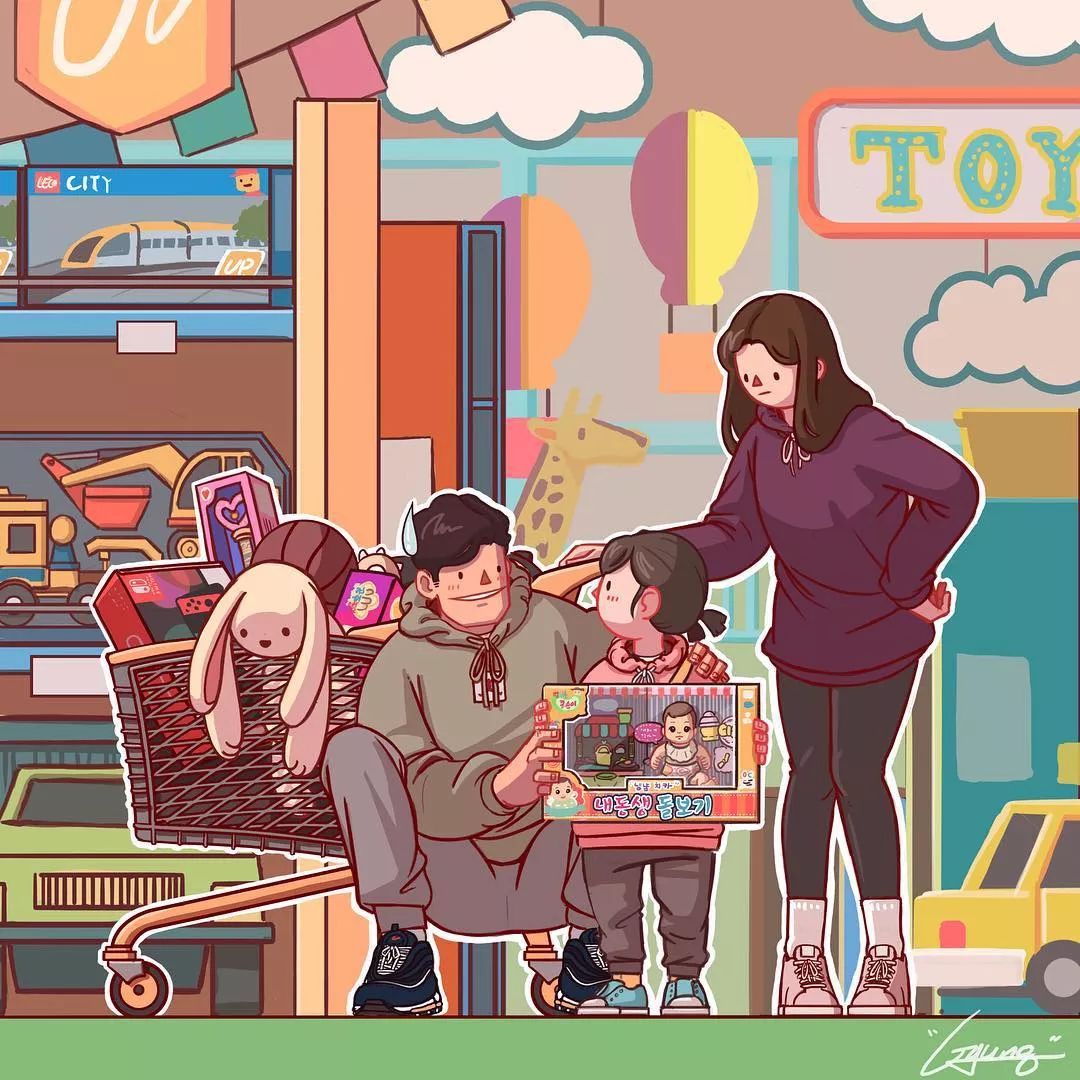 情侣日常手绘插画日记,手绘给女朋友的手账画