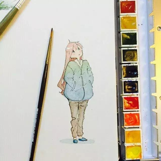 日本小姐姐画画素描,日本小姐姐一组插画