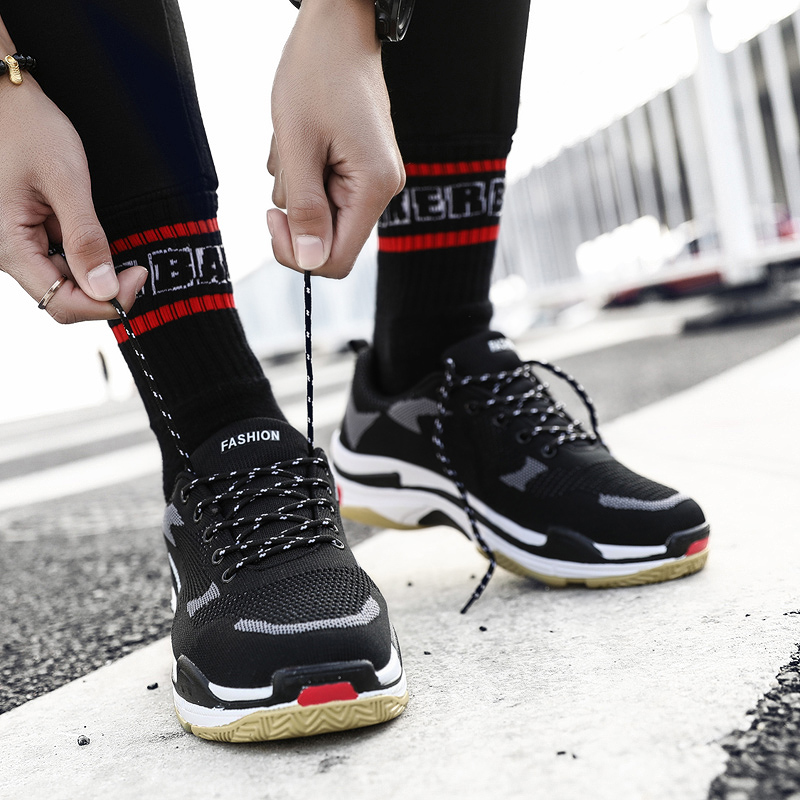 网面透气百搭男士休闲ins潮运动鞋,男鞋秋季原创潮鞋港风运动老爹鞋