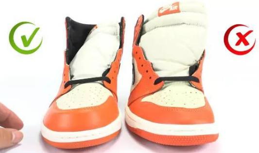 aj1小扣碎黑白橙真假,aj1扣碎球鞋真假对比