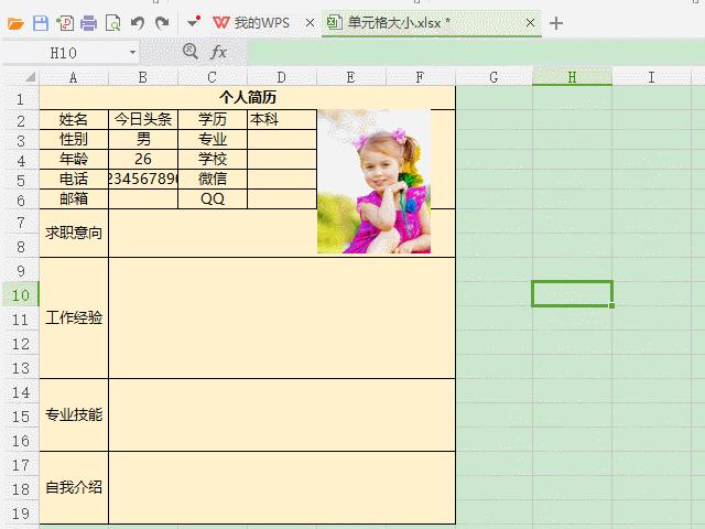 WPSExcel入门2:怎样快速调整单元格大小