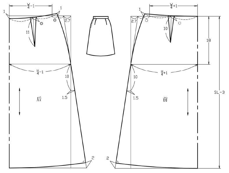连褶斜裙制图方法,服装包臀裙结构制图教程
