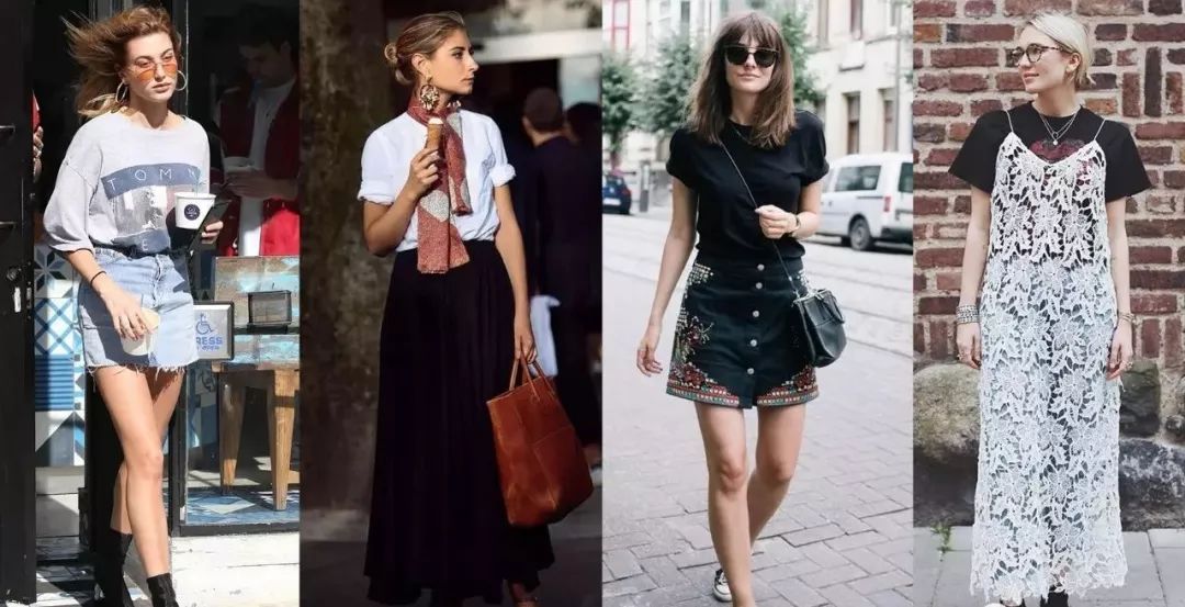 T恤+裙子,2019超时髦搭配