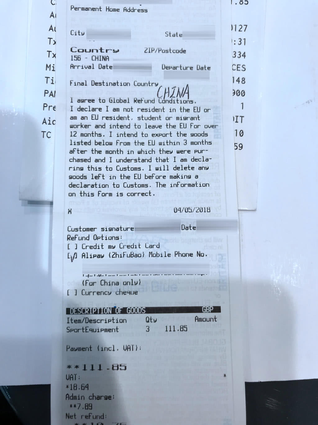 用支付宝最方便，教你如何在英国办理退税！