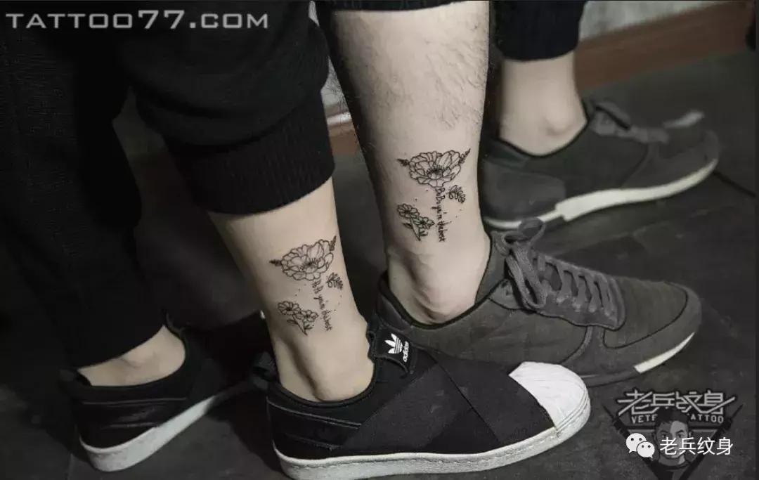 老兵手臂纹身作品欣赏,老传统小图情侣款纹身手稿