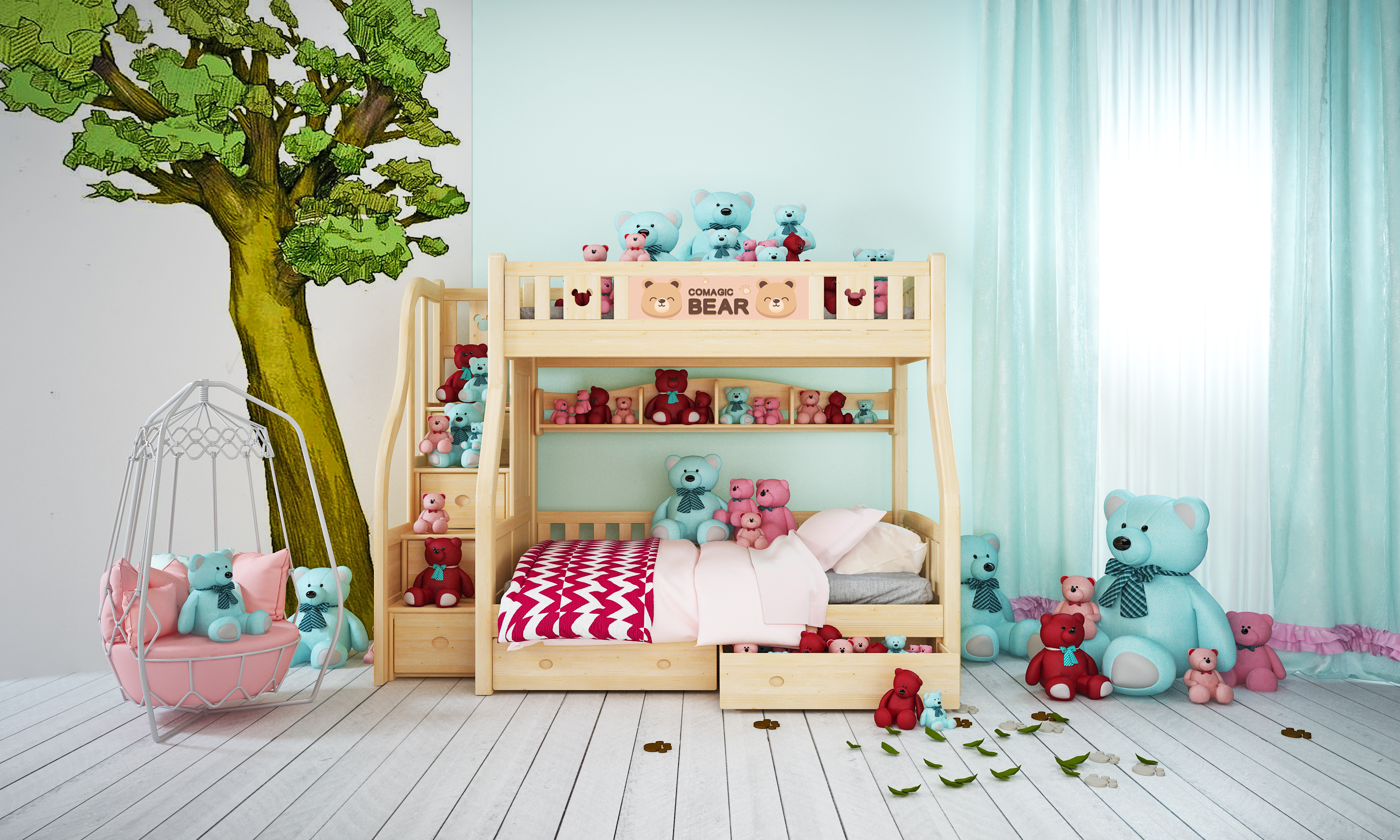 酷漫居高低床安装,酷漫屋实体店