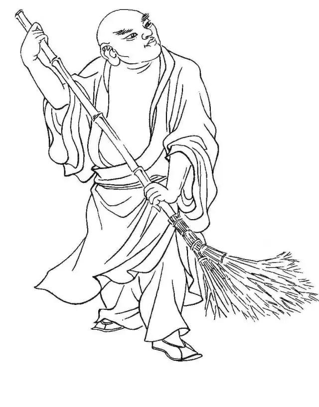 罗汉白描画稿,小写意罗汉图白描