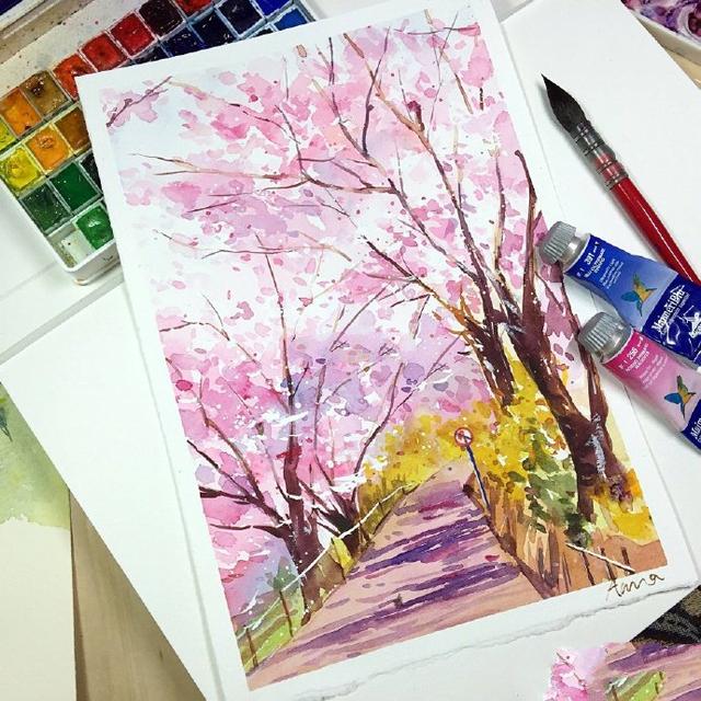 简单清新水彩画日漫,日本水彩风景画教程