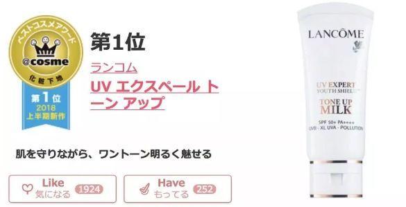 2022上半年日本cosme大赏东京新青年,2018日本cosme美容大赏榜单