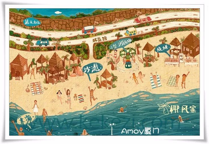 厦门旅游地图手绘简图,厦门集美手绘地图