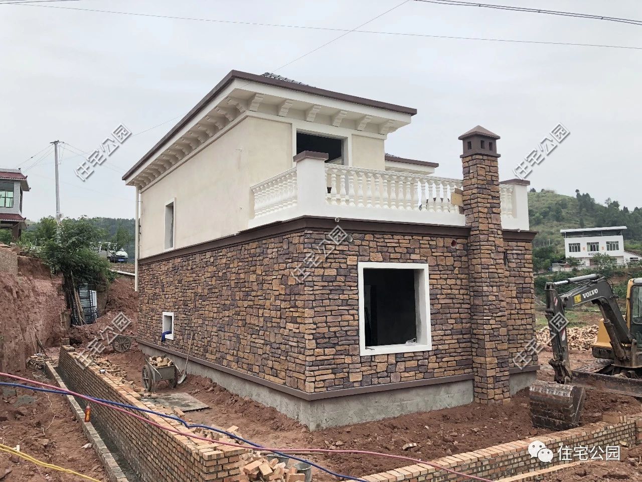 二十万建两层别墅施工,农村现代风二层小别墅施工队承包