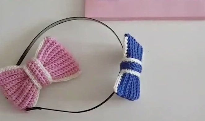 针织蝴蝶结发绳编织教程,针织蝴蝶结头绳制作