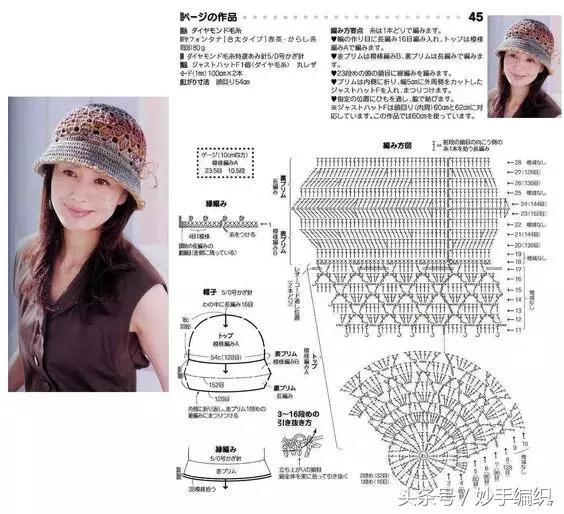 空心线钩太阳帽教程视频,空顶遮阳帽的钩法