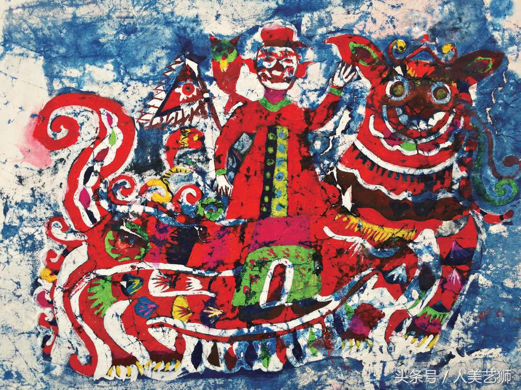 仿蜡染花的制作方法,仿蜡染重彩绘画教程