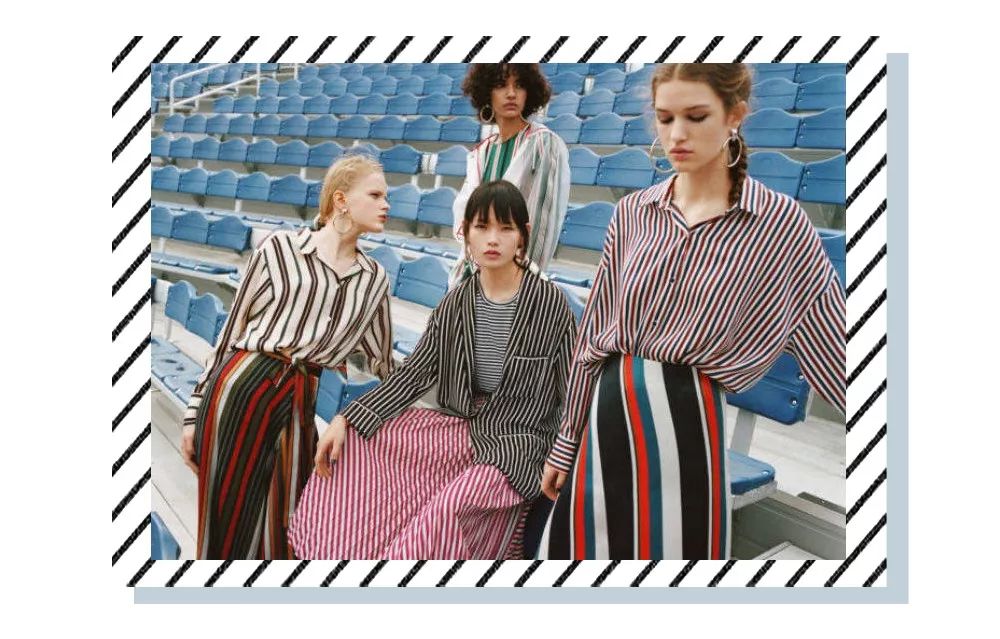 条纹简单大方,斜条纹加竖条纹