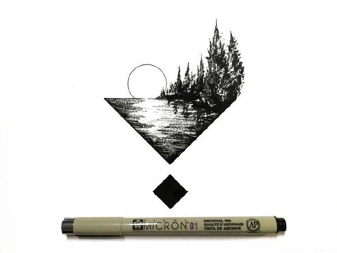 针管笔手绘小插画,针管笔手绘花卉插画