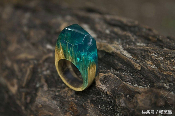 16款纯手工DIY树脂水晶戒指木块与水晶的完美结合