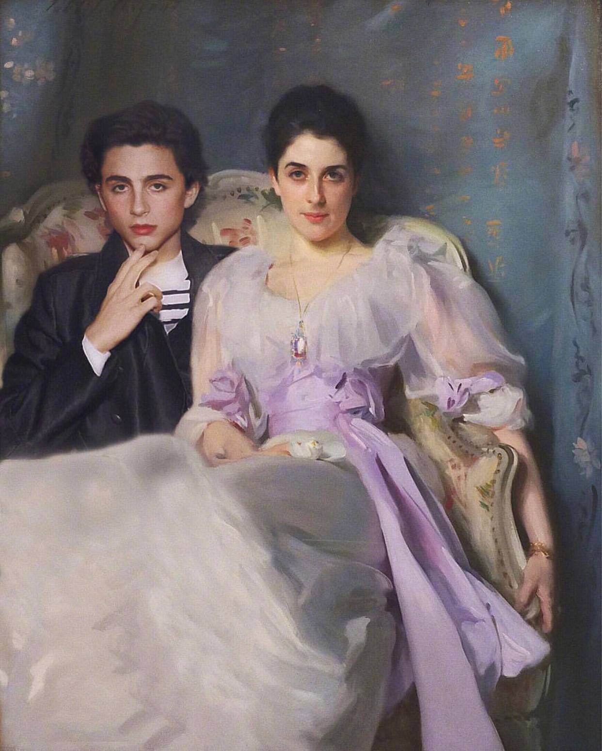 不愧是从画里走出的*男美**子，把“甜茶”P到油画中都那么搭