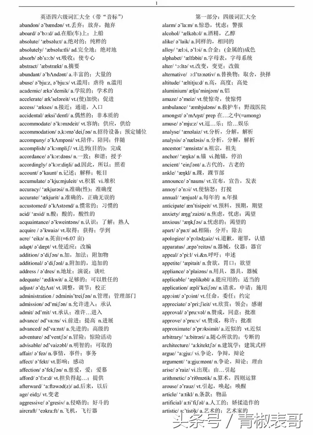 英语四六级词汇表完整版,大一新生英语四六级单词书推荐