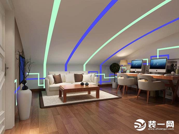 下沉复式房子装修效果图,倒复式效果图