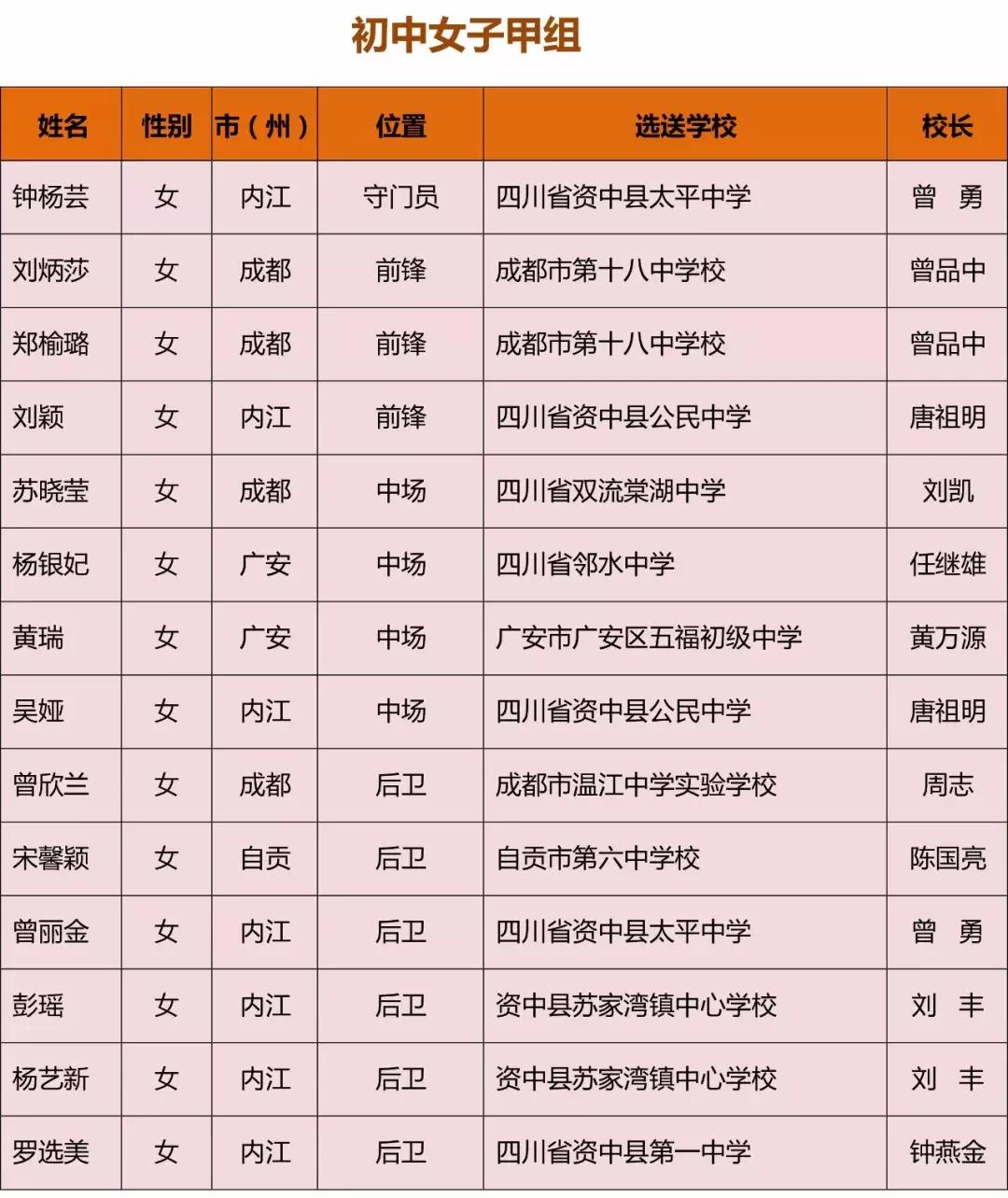 四川省青少年校园足球,四川足球省队青少年名单