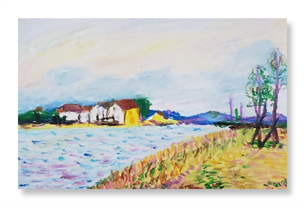 Day9油画棒教程—《塞纳河边的村庄》