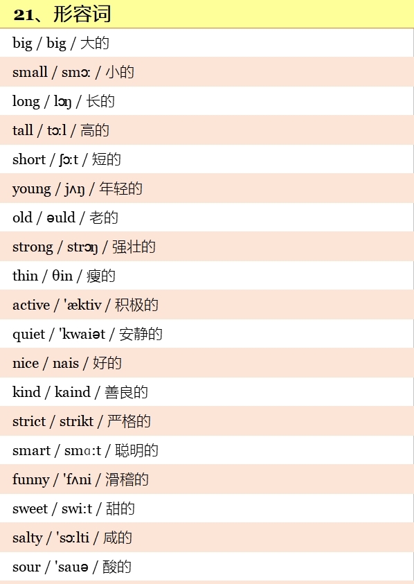 小学英语高频词汇表带音标,小学英语1-6年级必背单词带音标