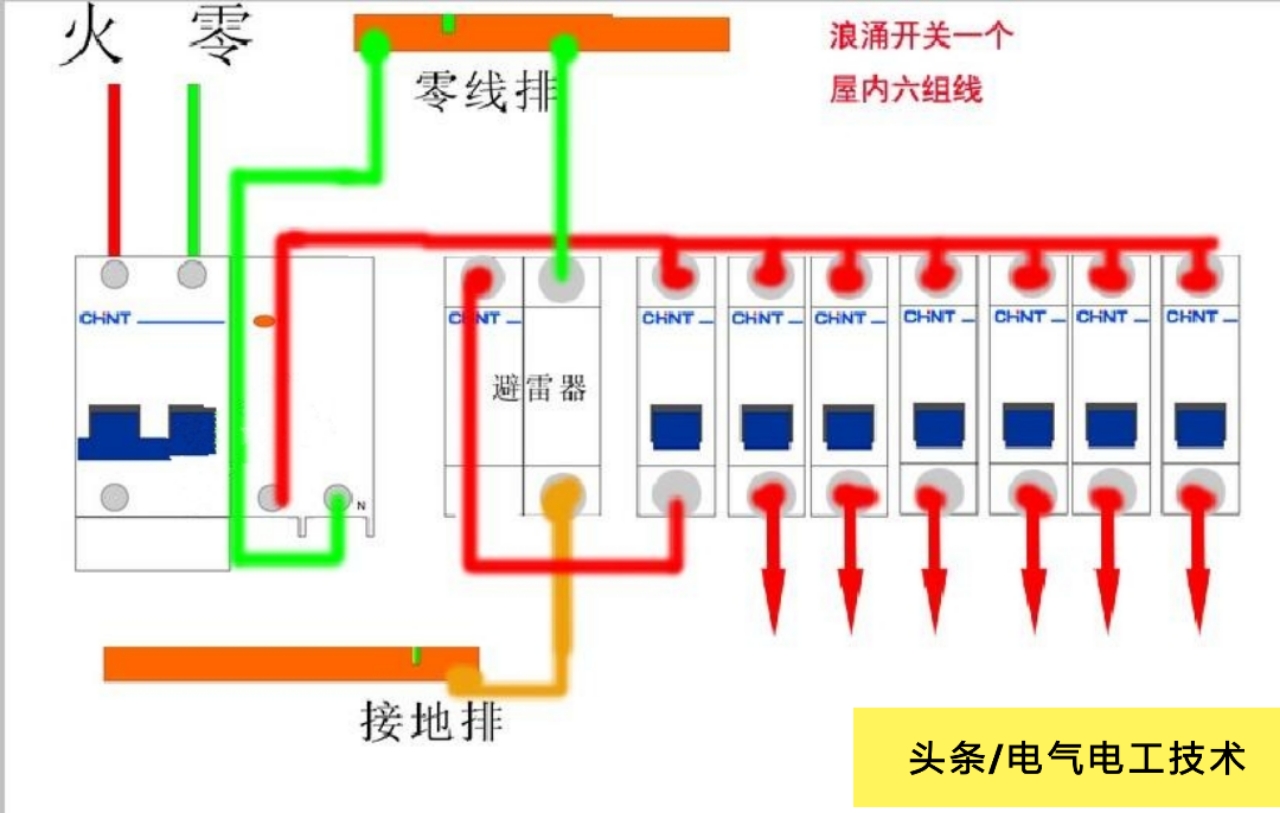 漏电保护器与1p空气开关接线方法,空气开关漏电保护器接线左零右火
