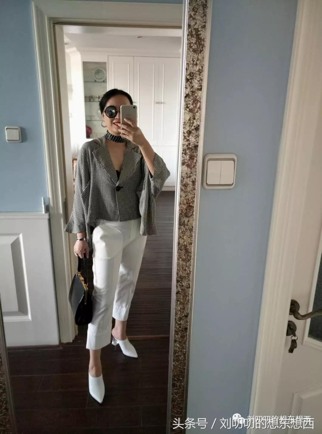 千鸟格套装现实穿搭,时尚千鸟格两件套