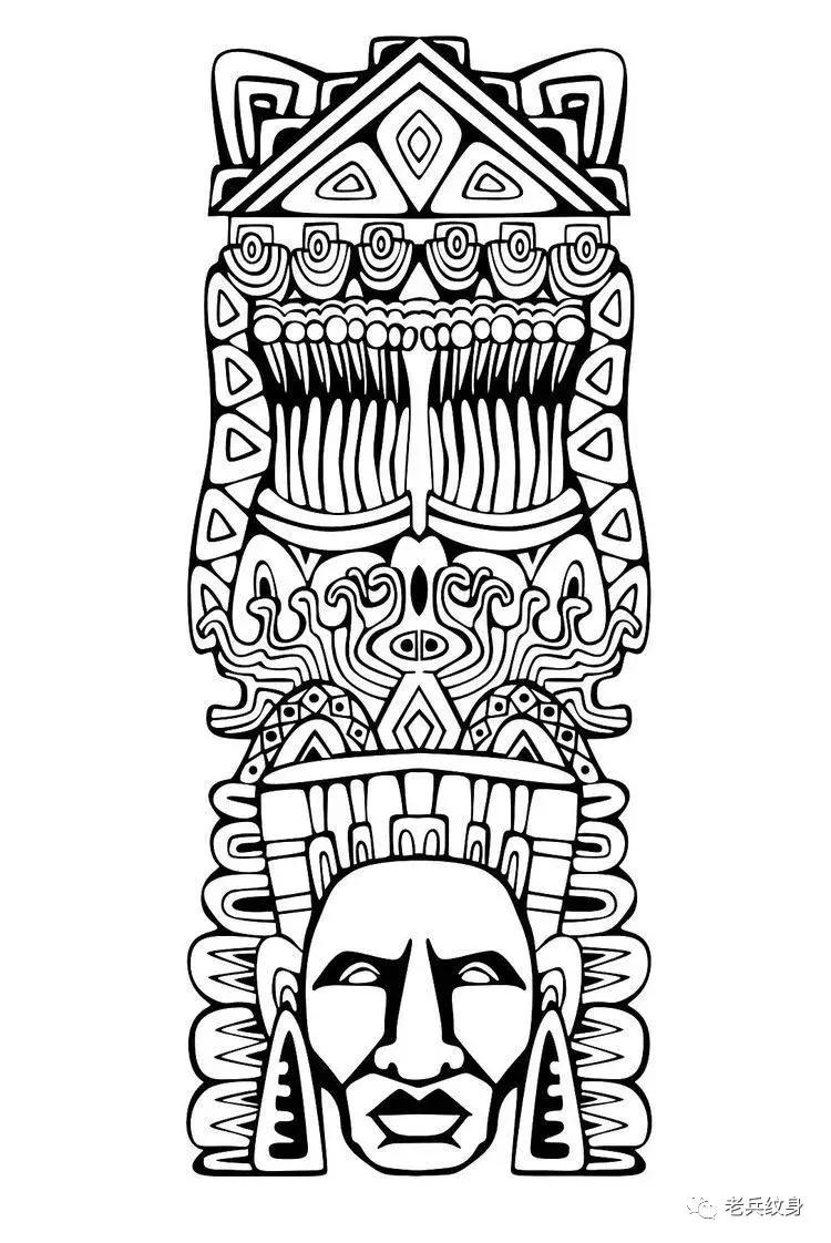 纹身玛雅图腾花臂图案大全,玛雅纹身图腾素材