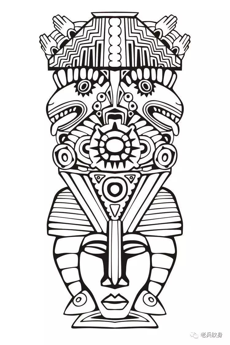 纹身玛雅图腾花臂图案大全,玛雅纹身图腾素材
