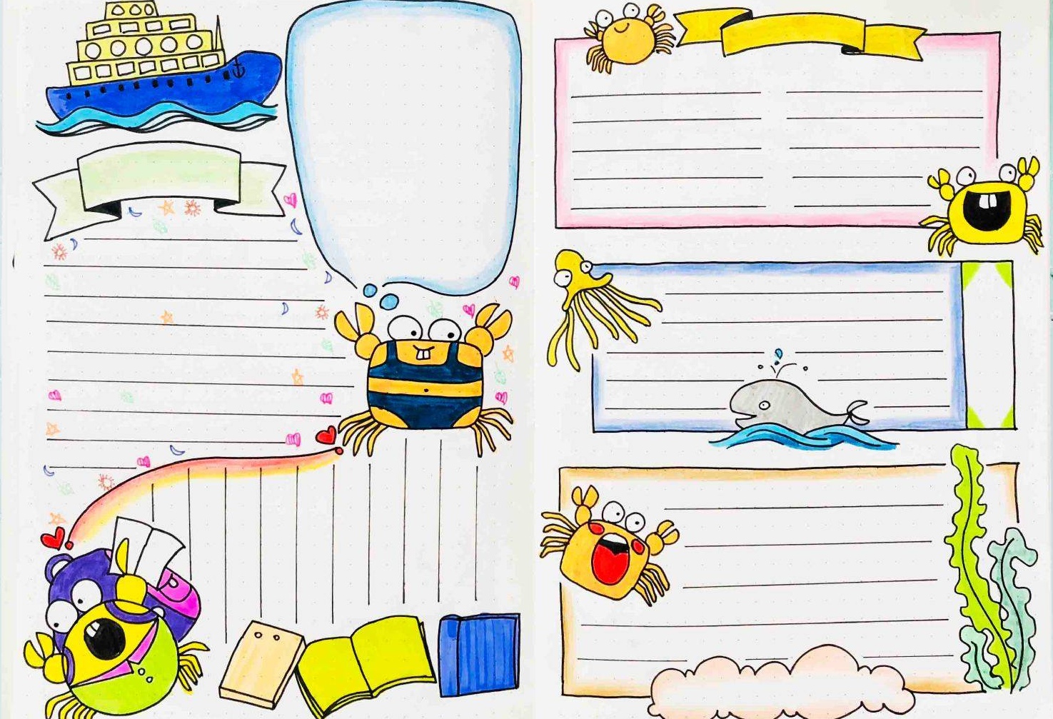 海洋主题手抄报英语版,海洋主题手抄报的图片没有字