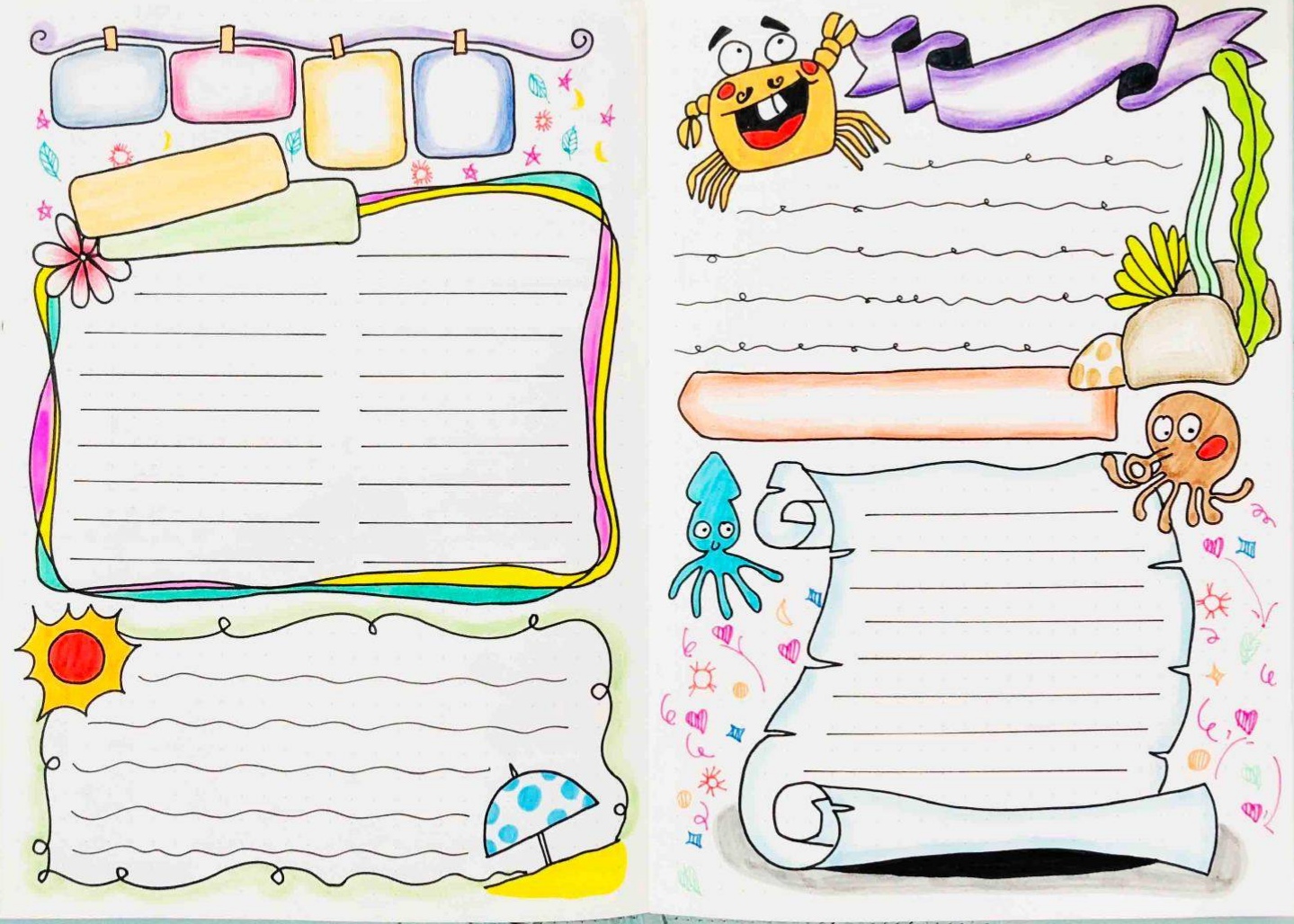 海洋主题手抄报英语版,海洋主题手抄报的图片没有字