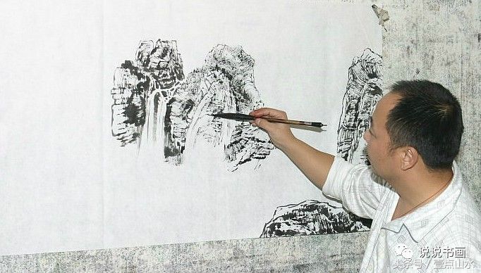 一整幅山水画画法教学a4纸,泼墨山水画技法竖幅